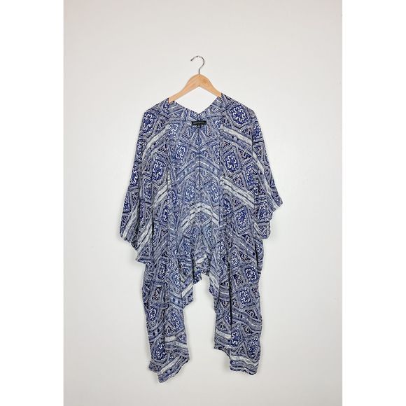 Boho Indigo Abstract Print Kimono - Picture 1 of 5